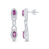 Thumbnail Image 0 of Pink Lab-Created Sapphire & Diamond Drop Earrings Sterling Silver