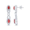 Thumbnail Image 0 of Lab-Created Ruby & Diamond Drop Earrings Sterling Silver