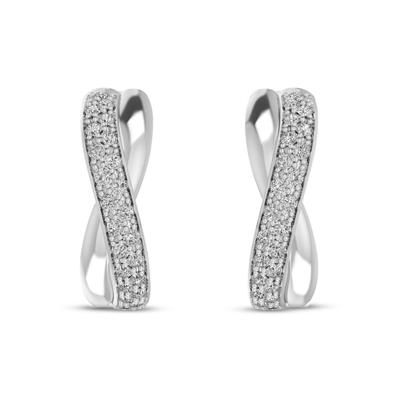White Lab-Created Sapphire Twist Hoop Earrings Sterling Silver