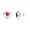 Thumbnail Image 0 of Lab-Created Ruby & Diamond Heart Earrings Sterling Silver