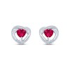 Thumbnail Image 1 of Lab-Created Ruby & Diamond Heart Earrings Sterling Silver