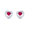 Thumbnail Image 1 of Lab-Created Ruby & Diamond Heart Earrings Sterling Silver