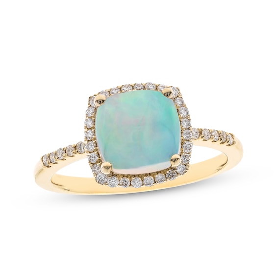 Opal & Diamond Ring 1/5 ct tw Round-cut 10K Yellow Gold