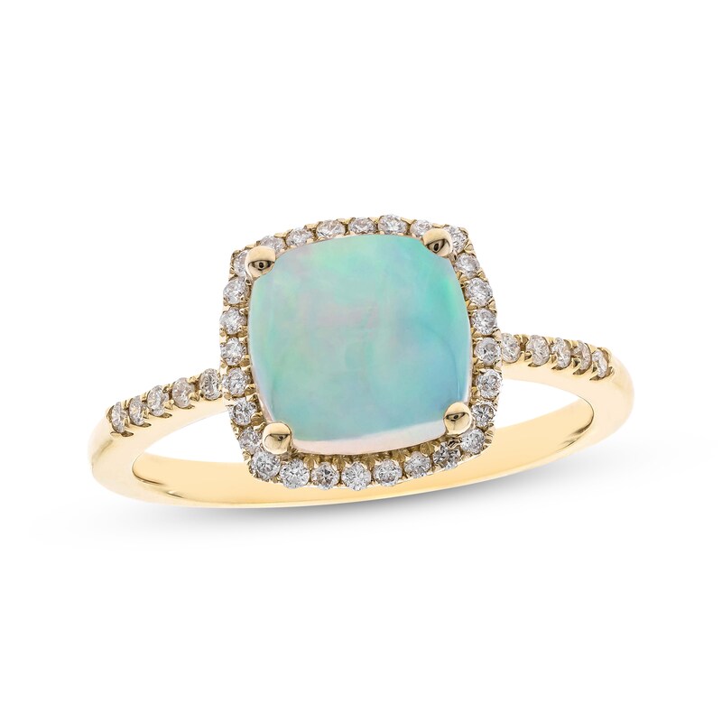 Main Image 1 of Opal & Diamond Ring 1/5 ct tw Round-cut 10K Yellow Gold