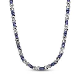 Tanzanite X-Link Necklace Sterling Silver 20&quot;