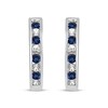 Blue & White Lab-Created Sapphire Hoop Earrings Sterling Silver