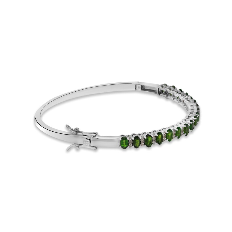 Main Image 2 of Chrome Diopside & White Zircon Bangle Bracelet Sterling Silver