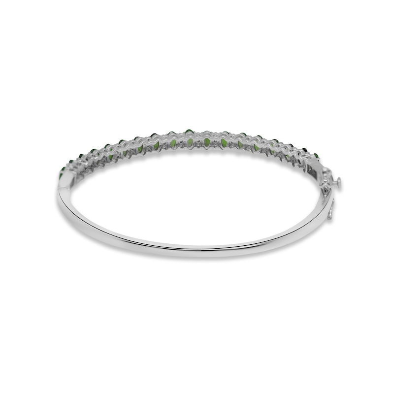 Main Image 3 of Chrome Diopside & White Zircon Bangle Bracelet Sterling Silver