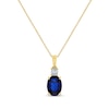 Thumbnail Image 1 of Oval-Cut Blue Lab-Created Sapphire & Diamond Necklace 10K Yellow Gold 18"