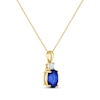 Thumbnail Image 2 of Oval-Cut Blue Lab-Created Sapphire & Diamond Necklace 10K Yellow Gold 18"