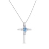 Thumbnail Image 2 of Swiss Blue Topaz & White Lab-Created Sapphire Cross Necklace Sterling Silver 18"