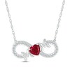 Thumbnail Image 1 of Lab-Created Ruby & White Lab-Created Sapphire "Mom" Infinity Necklace Sterling Silver 18"
