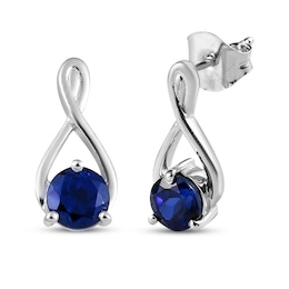 Blue Lab-Created Sapphire Twist Earrings Sterling Silver