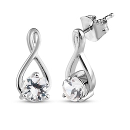 White Lab-Created Sapphire Twist Earrings Sterling Silver