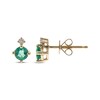 Thumbnail Image 1 of Round-Cut Emerald & Diamond Stud Earrings 1/20 ct tw 10K Yellow Gold