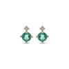 Thumbnail Image 2 of Round-Cut Emerald & Diamond Stud Earrings 1/20 ct tw 10K Yellow Gold