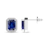 Thumbnail Image 0 of Emerald-Cut Blue & White Lab-Created Sapphire Earrings Sterling Silver