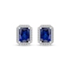 Thumbnail Image 1 of Emerald-Cut Blue & White Lab-Created Sapphire Earrings Sterling Silver