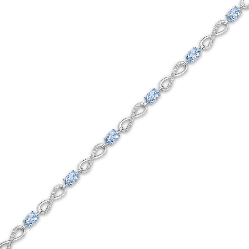 Main Image 2 of Oval-Cut Aquamarine & White Lab-Created Sapphire Infinity Link Bracelet Sterling Silver 7.25"