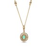 Thumbnail Image 2 of Oval-Cut Emerald & Diamond Necklace 1/5 ct tw 10K Yellow Gold 18”