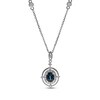 Thumbnail Image 1 of Oval-Cut Blue Sapphire & Diamond Necklace 1/5 ct tw 10K White Gold 18”