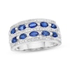 Marquise & Round-Cut Blue & White Lab-Created Sapphire Ring Sterling Silver