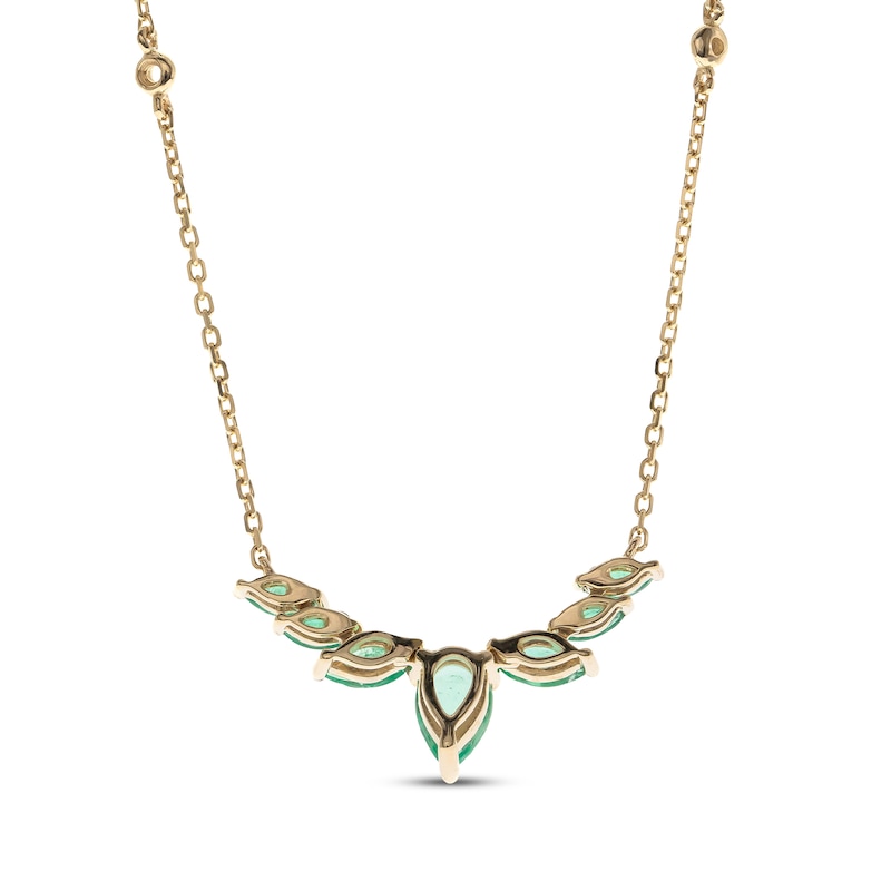 Main Image 2 of Pear-Shaped & Marquise-Cut Emerald & Diamond Necklace 10K Yellow Gold 18”