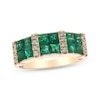 Square-Cut Emerald & Diamond Ring 1/6 ct tw 14K Yellow Gold