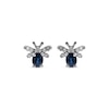 Thumbnail Image 1 of Oval-Cut Blue Sapphire & Diamond Bee Earrings 1/15 ct tw 10K White Gold