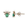 Thumbnail Image 1 of Oval-Cut Emerald & Diamond Bee Earrings 1/15 ct tw 10K Yellow Gold