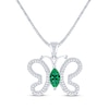 Thumbnail Image 0 of Marquise-Cut Lab-Created Emerald & Diamond Butterfly Necklace Sterling Silver 18"