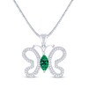 Thumbnail Image 0 of Marquise-Cut Lab-Created Emerald & Diamond Butterfly Necklace Sterling Silver 18"