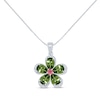 Thumbnail Image 0 of Pear-Shaped Green Tourmaline, Pink Tourmaline & Diamond Flower Necklace Sterling Silver 18"