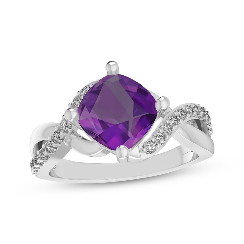 Sterling Silver Gemstone and White Topaz Swirl Rings Sterling Silver Gemstone and White Topaz Swirl Rings