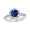 Round-Cut Blue & White Lab-Created Sapphire Halo Ring Sterling Silver