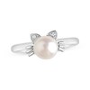 Thumbnail Image 1 of Cultured Pearl & White Lab-Created Sapphire Cat Ring Sterling Silver