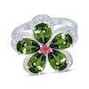 Thumbnail Image 1 of Pear-Shaped Green Tourmaline, Pink Tourmaline & Diamond Ring Sterling Silver