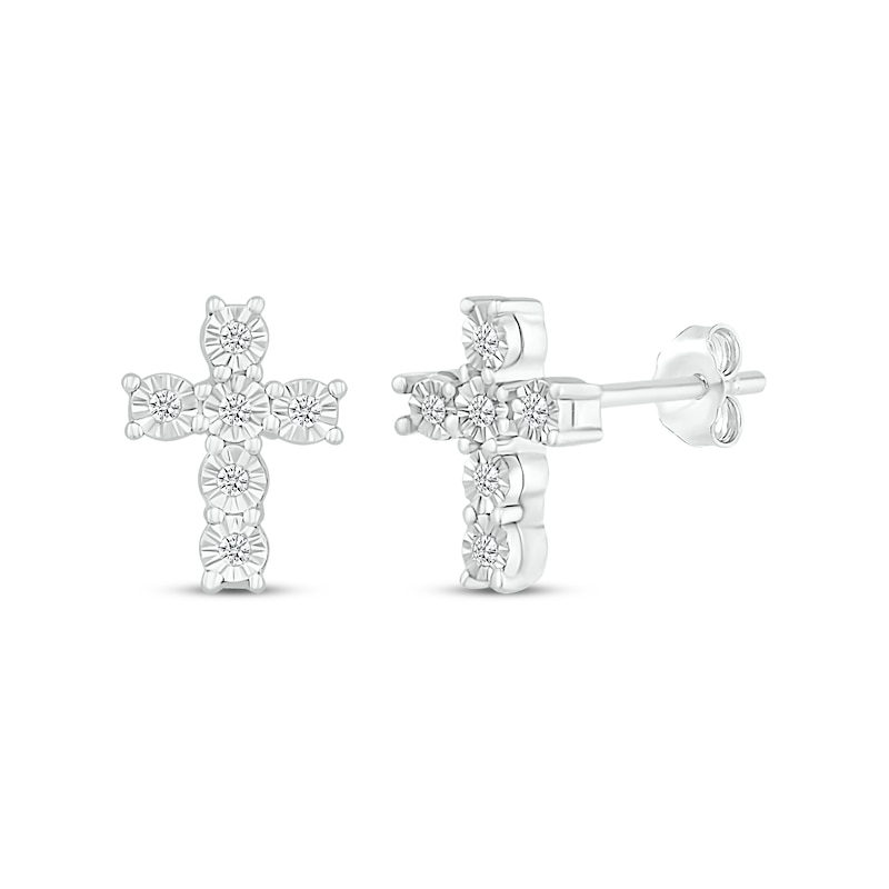 Diamond Cross Earrings 1/20 ct tw Sterling Silver