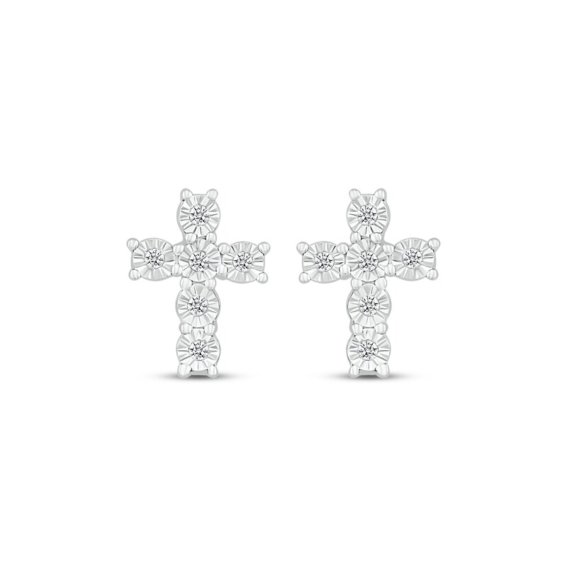 Main Image 2 of Diamond Cross Earrings 1/20 ct tw Sterling Silver