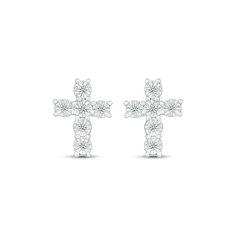 Diamond Cross Earrings 1/20 ct tw Sterling Silver