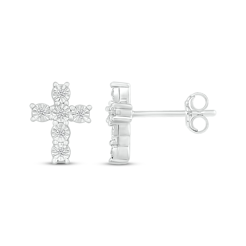 Diamond Cross Earrings 1/20 ct tw Sterling Silver