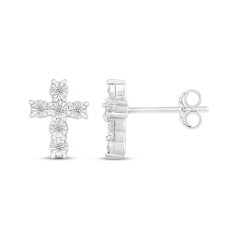 Main Image 3 of Diamond Cross Earrings 1/20 ct tw Sterling Silver