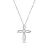 Thumbnail Image 1 of Cultured Pearl & White Lab-Created Sapphire Cross Necklace Sterling Silver 18"