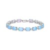 Thumbnail Image 1 of Oval-Cut Blue Lab-Created Opal & White Lab-Created Sapphire Bracelet Sterling Silver 7.25"