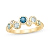 Thumbnail Image 0 of Round-Cut Blue Topaz & Diamond Bezel Ring 10K Yellow Gold
