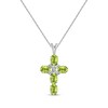 Thumbnail Image 1 of Oval-Cut Peridot & White Lab-Created Sapphire Cross Necklace Sterling Silver 18"