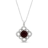 Thumbnail Image 1 of Lab-Created Cushion-Cut Ruby & White Lab-Created Sapphire Necklace Sterling Silver 18"