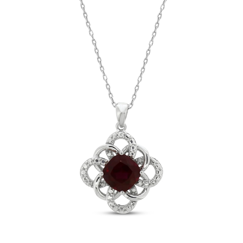 Sterling Silver Cushion Cut Lab Created Ruby 18