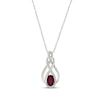Thumbnail Image 1 of Lab-Created Oval-Cut Ruby & White Lab-Created Sapphire Necklace Sterling Silver 18"