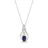 Thumbnail Image 1 of Blue & White Oval and Round-Cut Lab-Created Sapphire Necklace Sterling Silver 18"